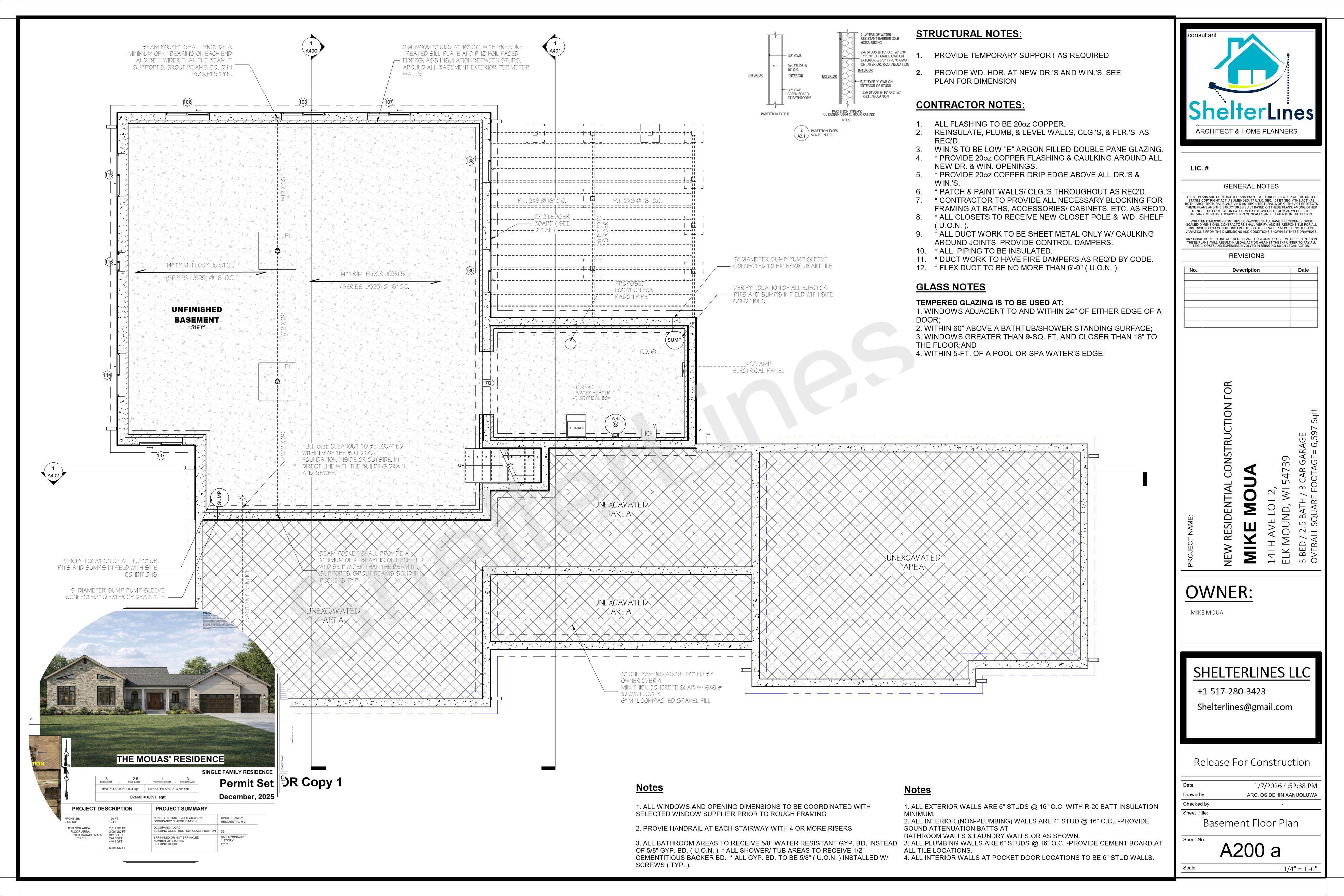 PERMIT PLAN FOR 6,500 SQFT CUSTOM HOME, ELK MOUND, WI-5
