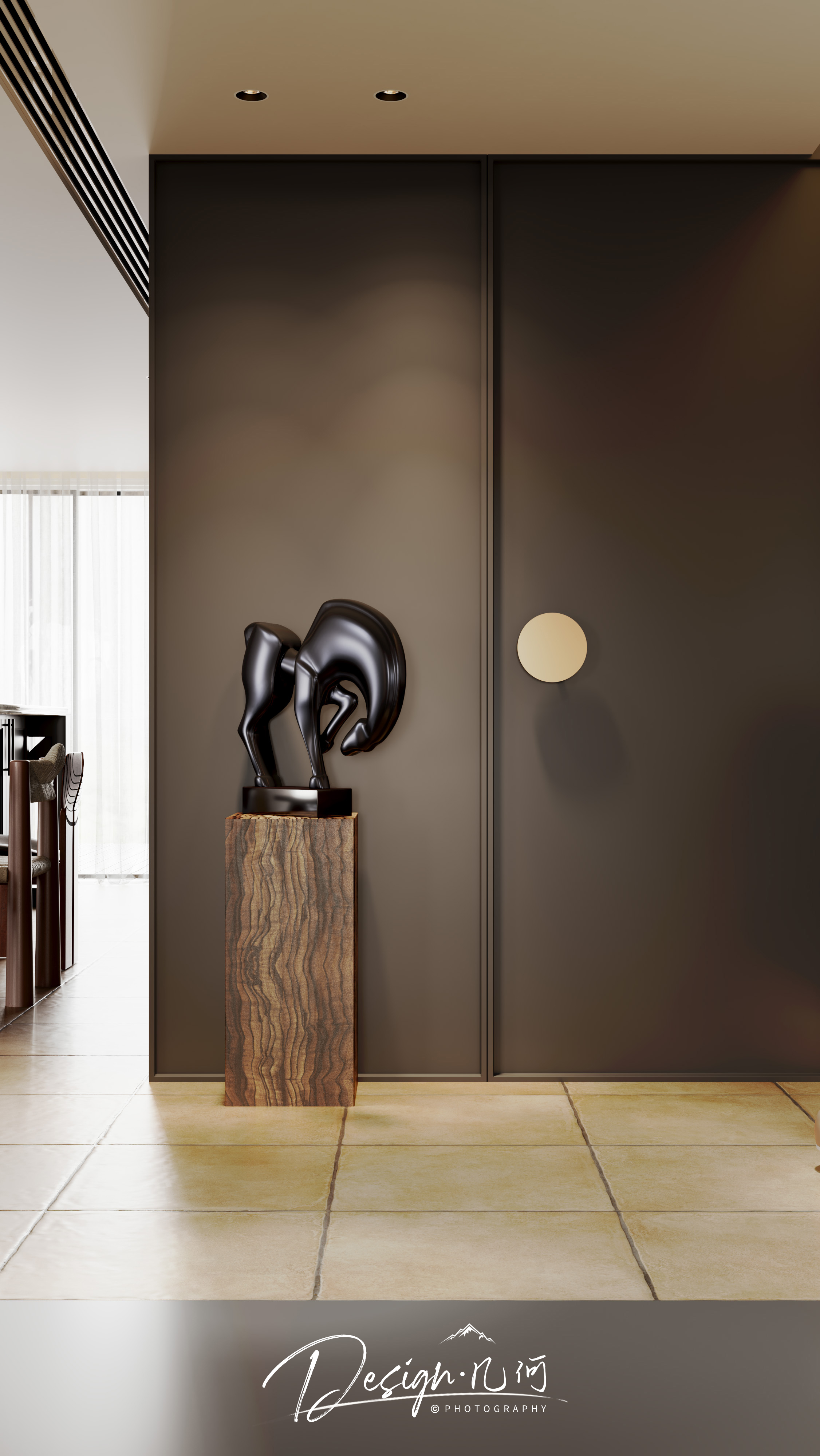 几何空间视觉表现 | 琥珀山庄乡村田园美式客餐厅-22