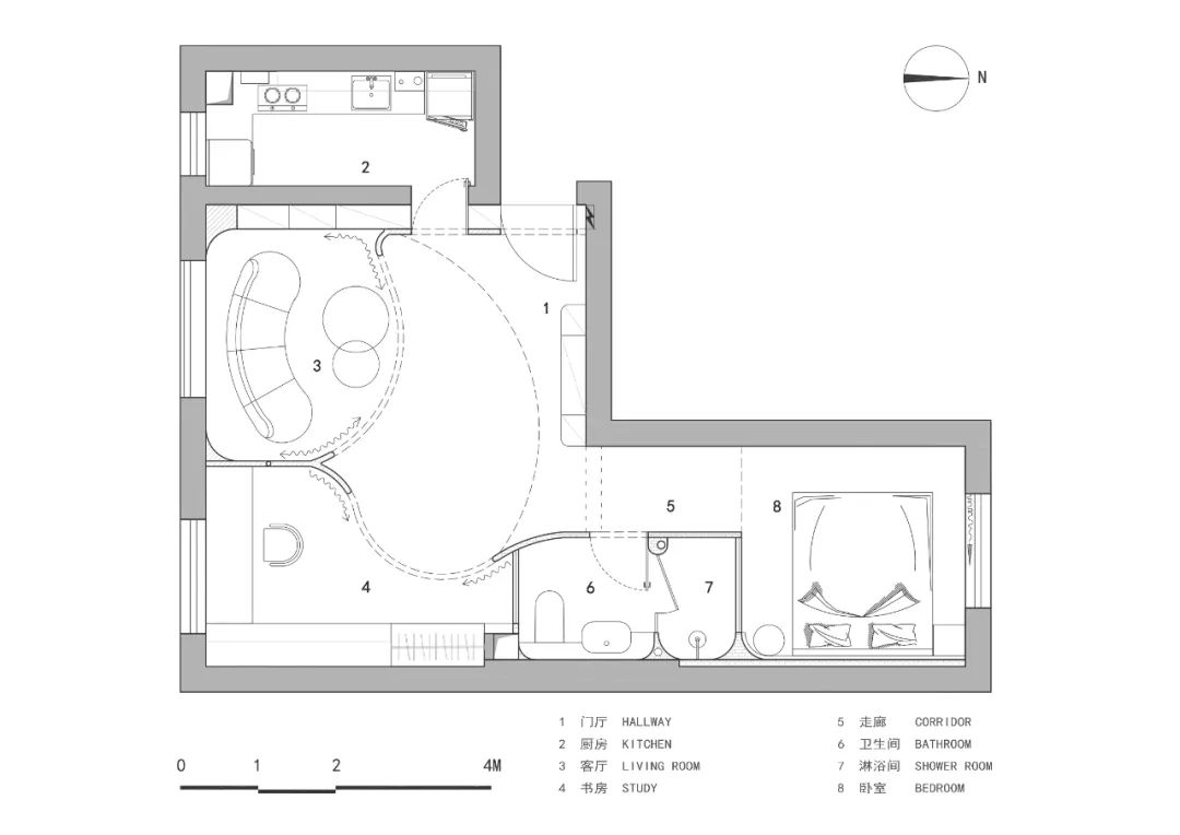 48㎡弧形空间设计丨中国北京丨戏构建筑设计工作室-11