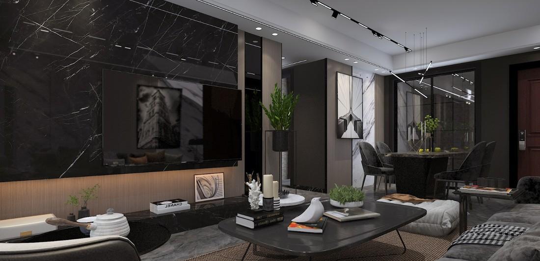 商丘轻奢后现代黑白灰装修设计-10