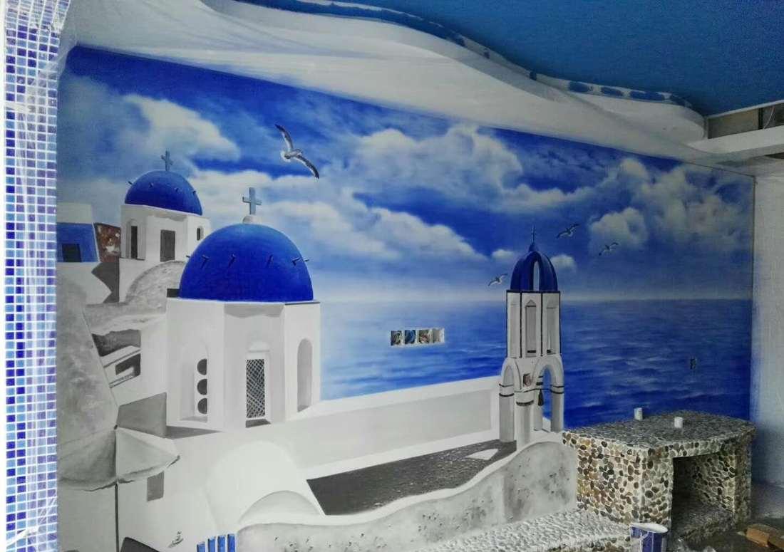 
湖南株洲室内背景墙墙绘 -9