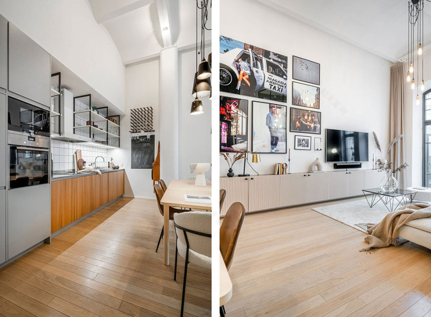 工业风独户公寓,超高天花板与私人露台-13