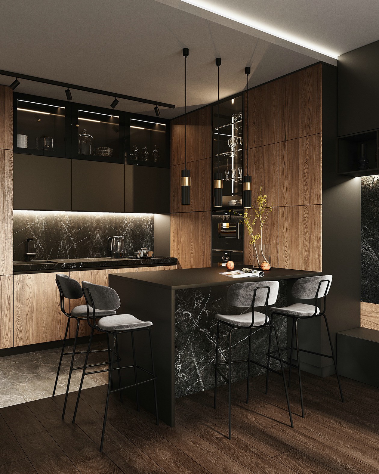 莫斯科87㎡ 暗色系空间设计-2