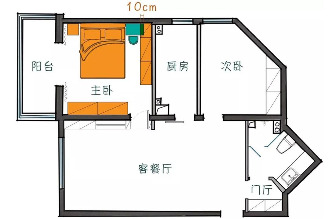 全能格局,珊瑚橘色点缀的玖雅平层设计-76