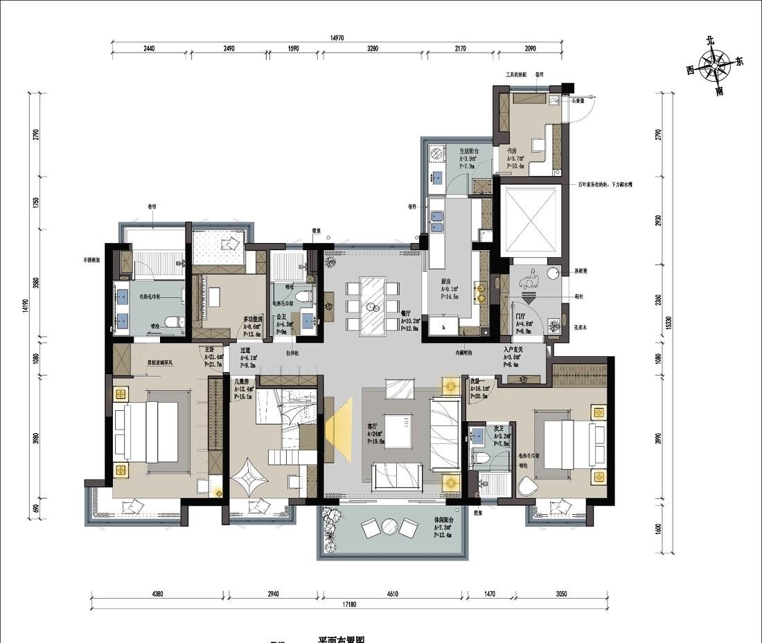 180 平米现代平层大宅，空间利用与细节设计的完美结合-2