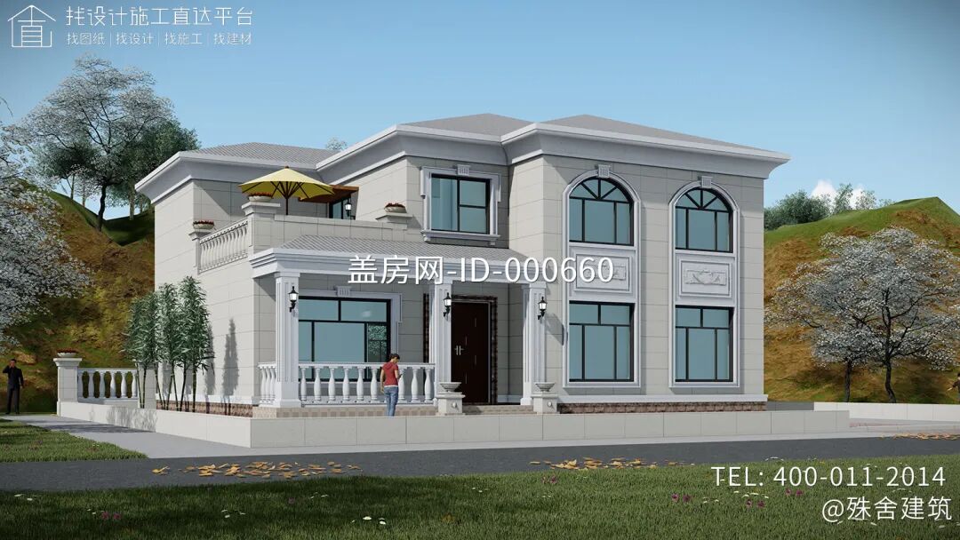 【设计师案例】土建参考造价63万，面宽14.3m×进深12.6m广东河源二层欧式别墅-29