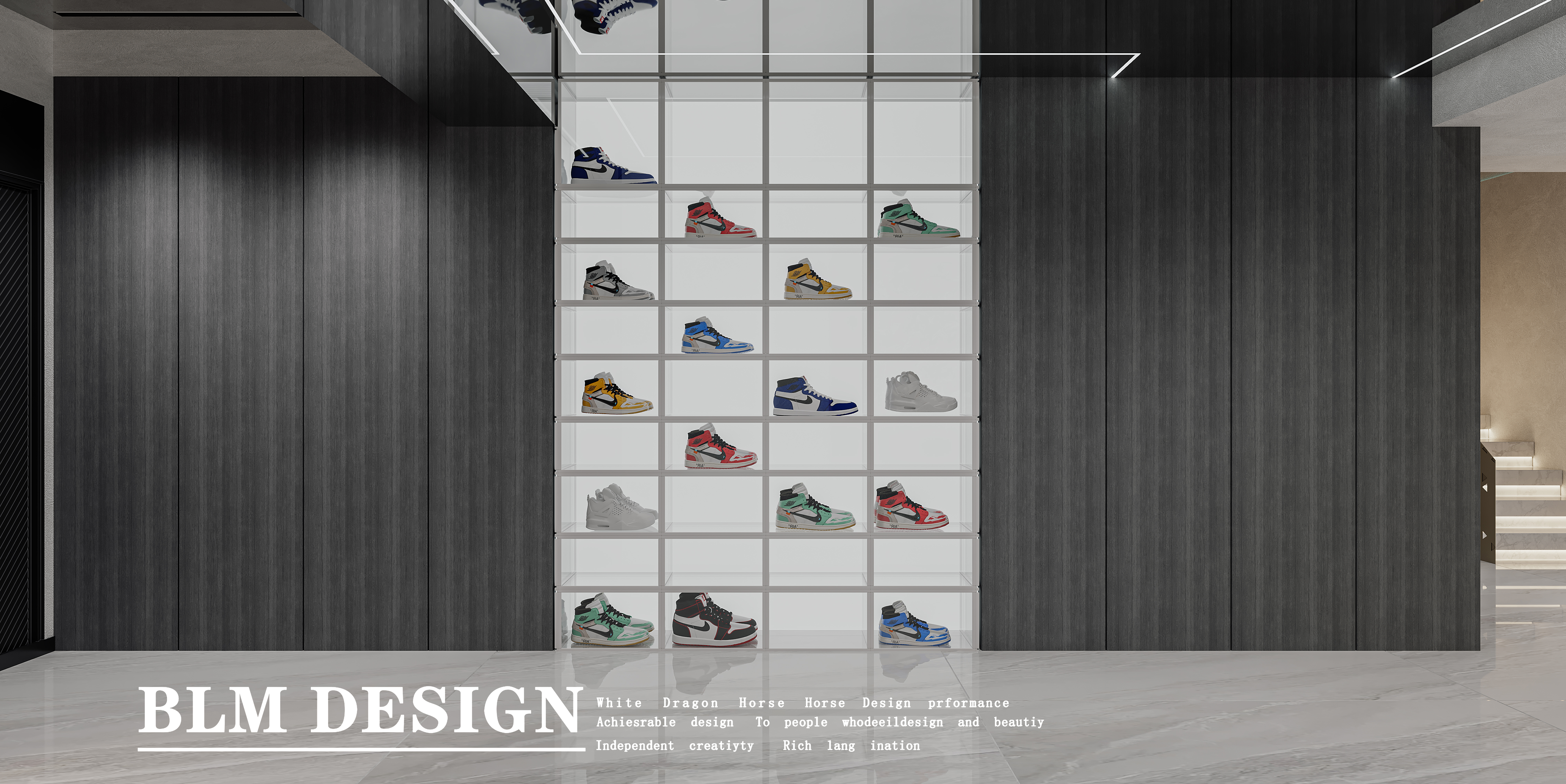 别墅 黑白灰 纯色简约风 渲染案例-15