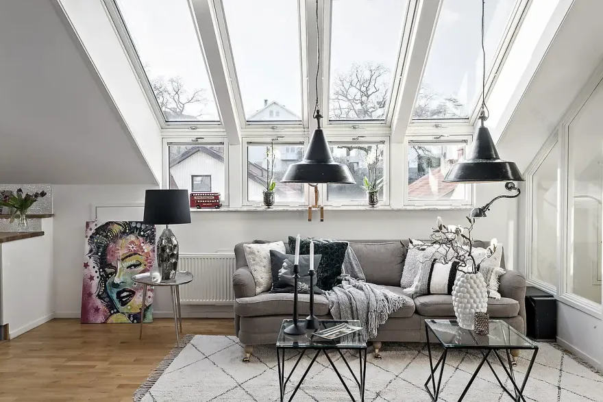 瑞典阁楼公寓 | 黑白灰的明亮魅力-5