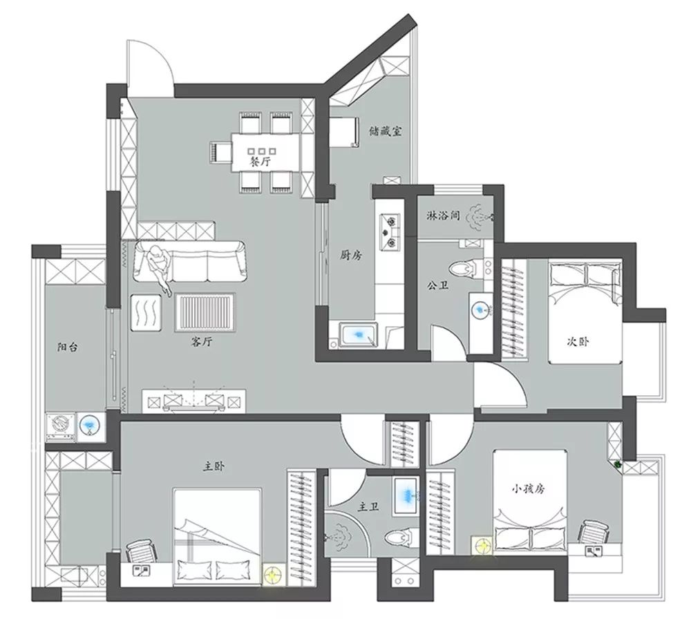 105㎡北欧风三居室,功能与舒适完美融合-16