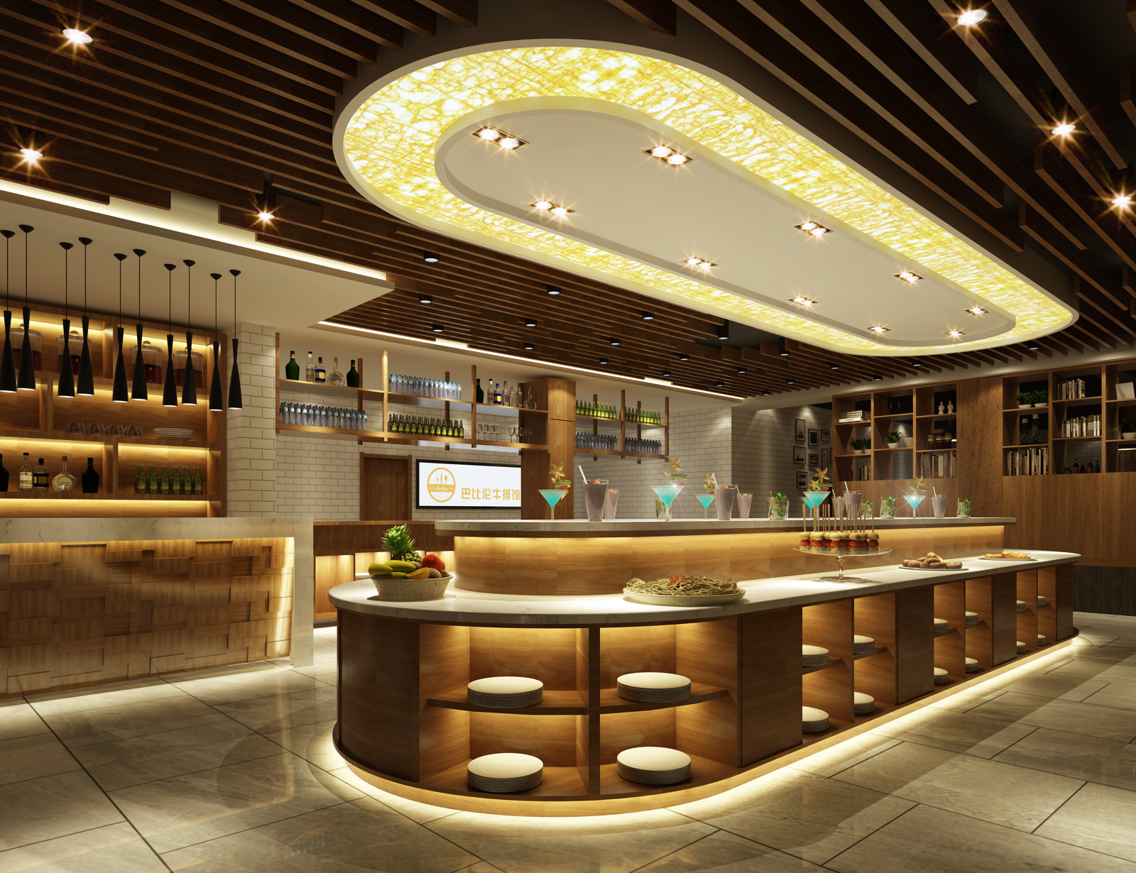 餐厅设计效果图中餐厅餐厅包间包房小吃店面馆工业主题餐厅-9-74