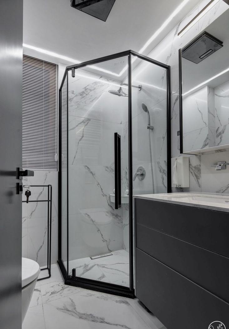 清羽设计丨平层丨黑白冷调如何打造温馨小家-38