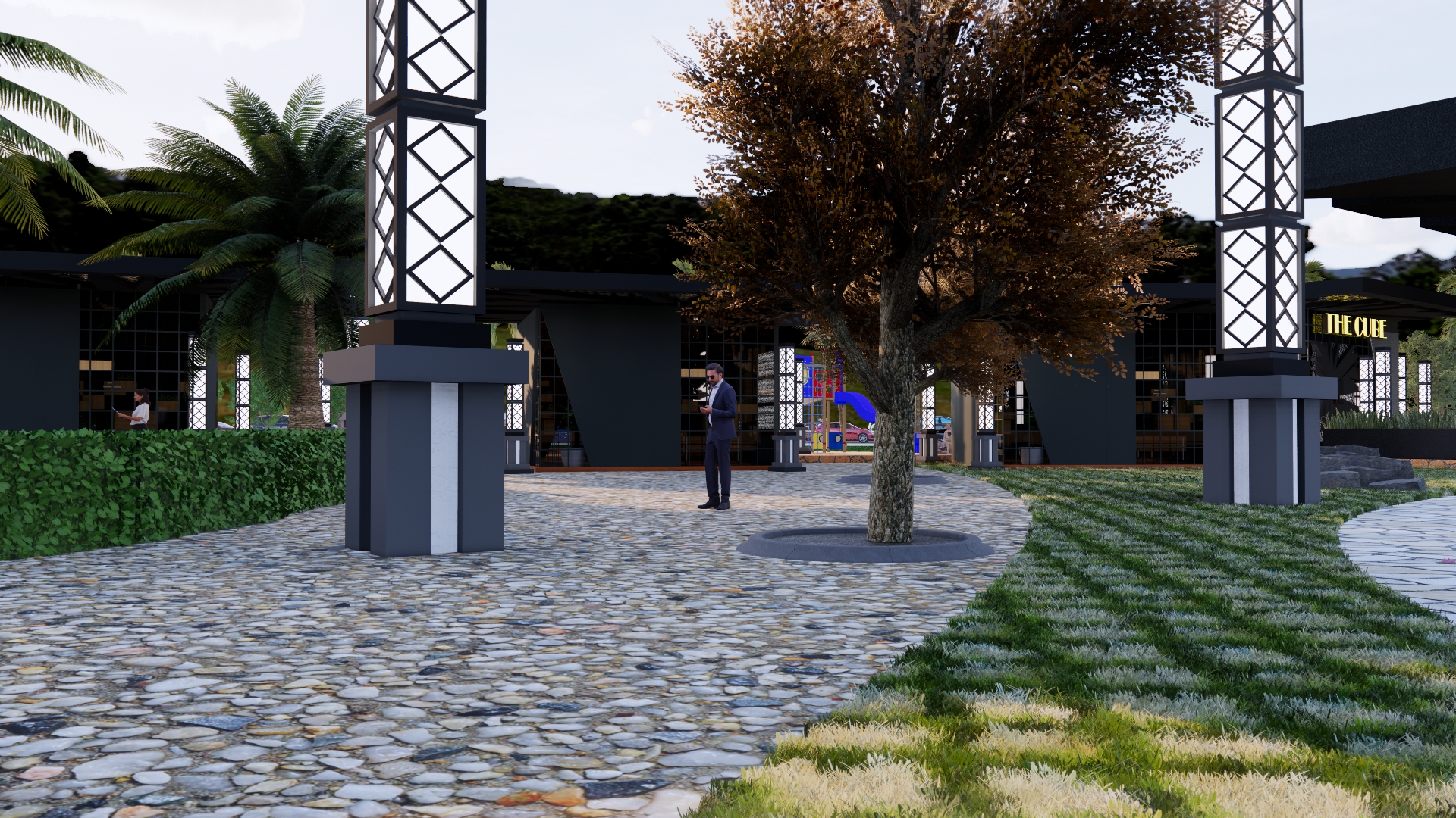 تصميم لمنتزه به العديد من الكافيهات والمطاعم في عمان-28