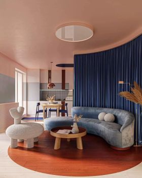 蓝调橘粉,70㎡精致公寓设计丨白俄罗斯明斯克丨ZROBYM architects