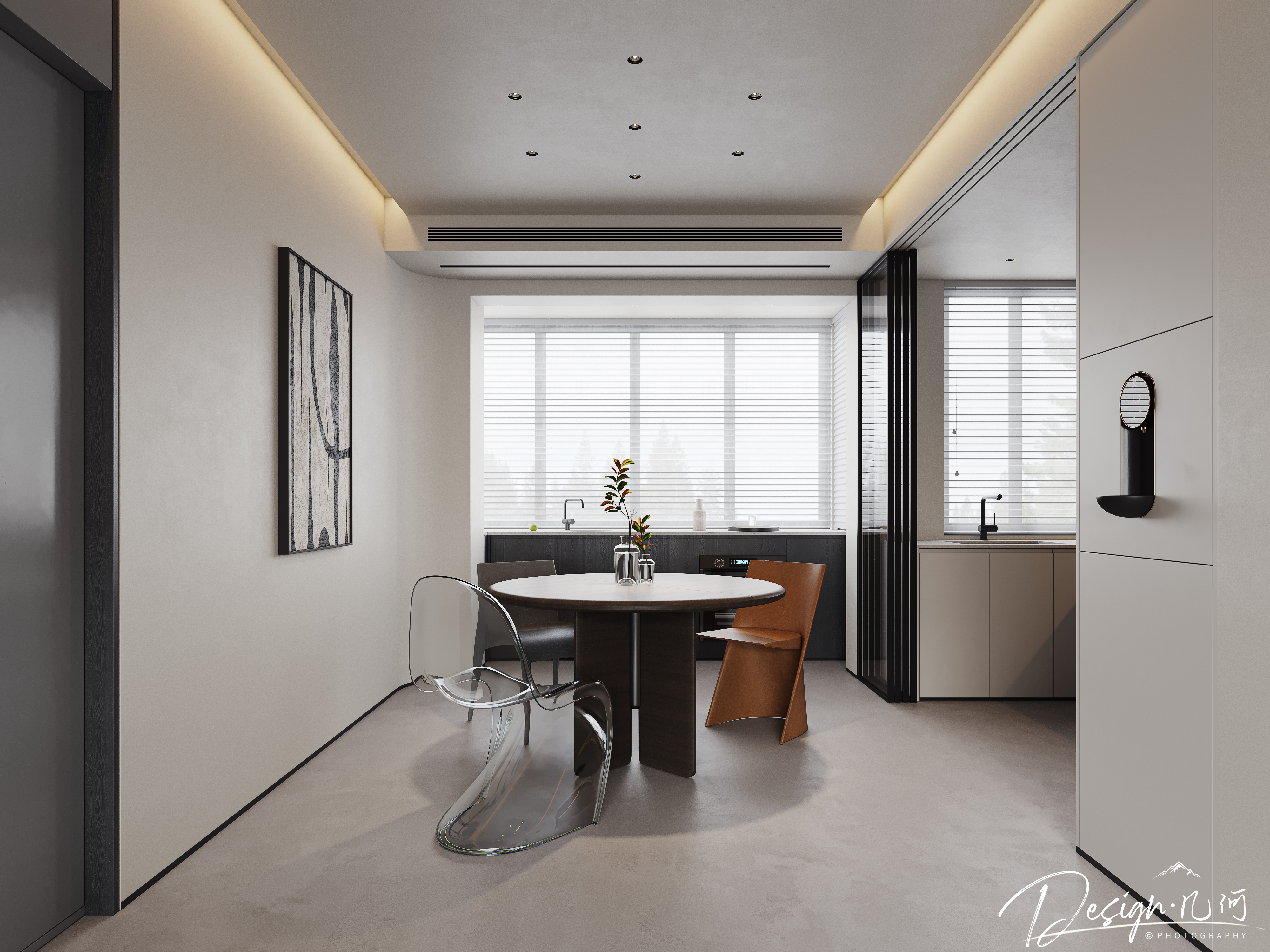 几何空间视觉表现 | 石榴林语春晓现代客餐厅-4