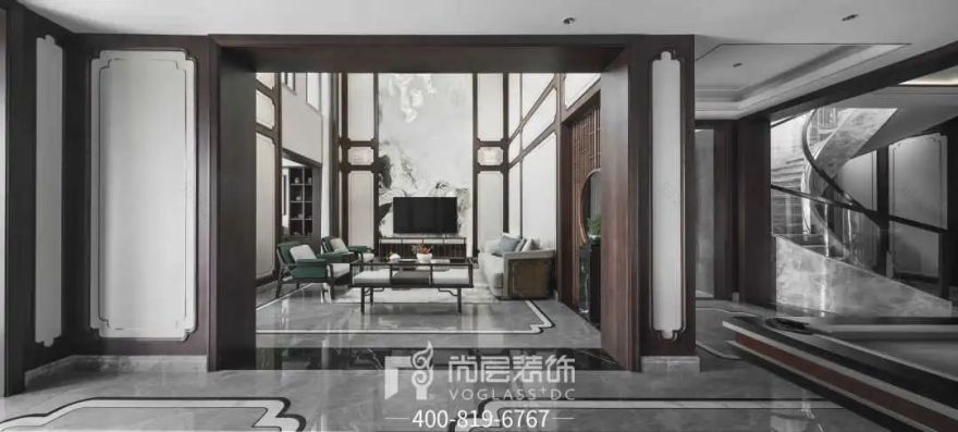 银湖花园×尚层别墅装饰|杭州400㎡新中式别墅设计,由心生活-53