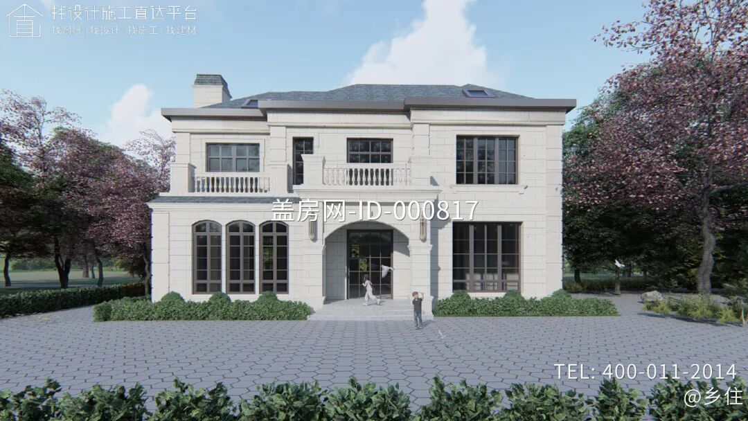 【设计师案例】土建参考造价78万，面宽16.4m×进深14.1m浙江宁波二层欧式别墅-28