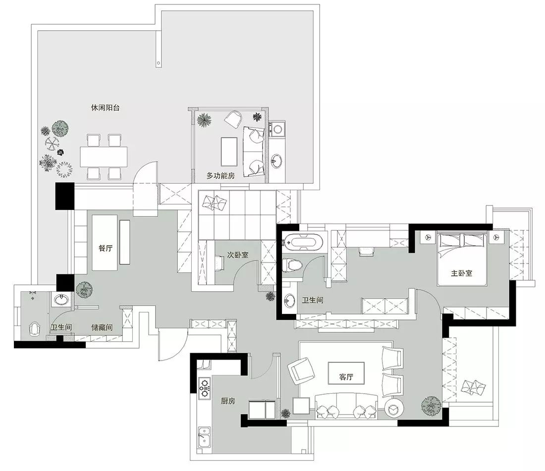 成都高新区 133 平米三室二厅二卫的明静空间设计-6