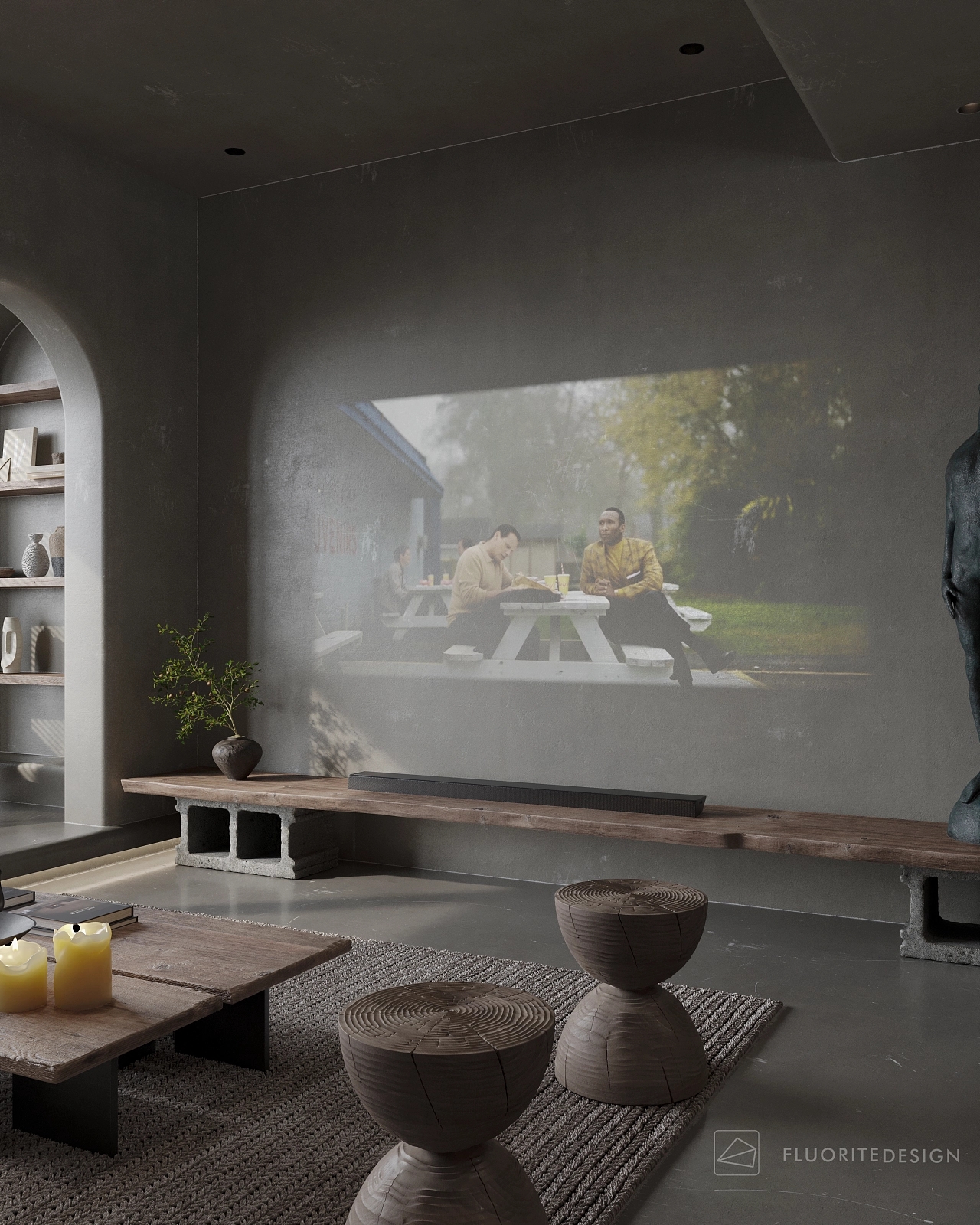 斑驳墙面的震撼美侘寂风设计案例丨FLUORITEDESIGN-6