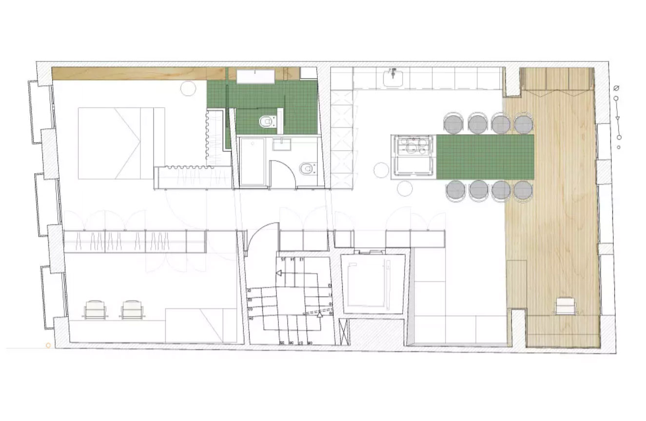 巴塞罗那工业风公寓，家具分隔空间打造开放式生活-21
