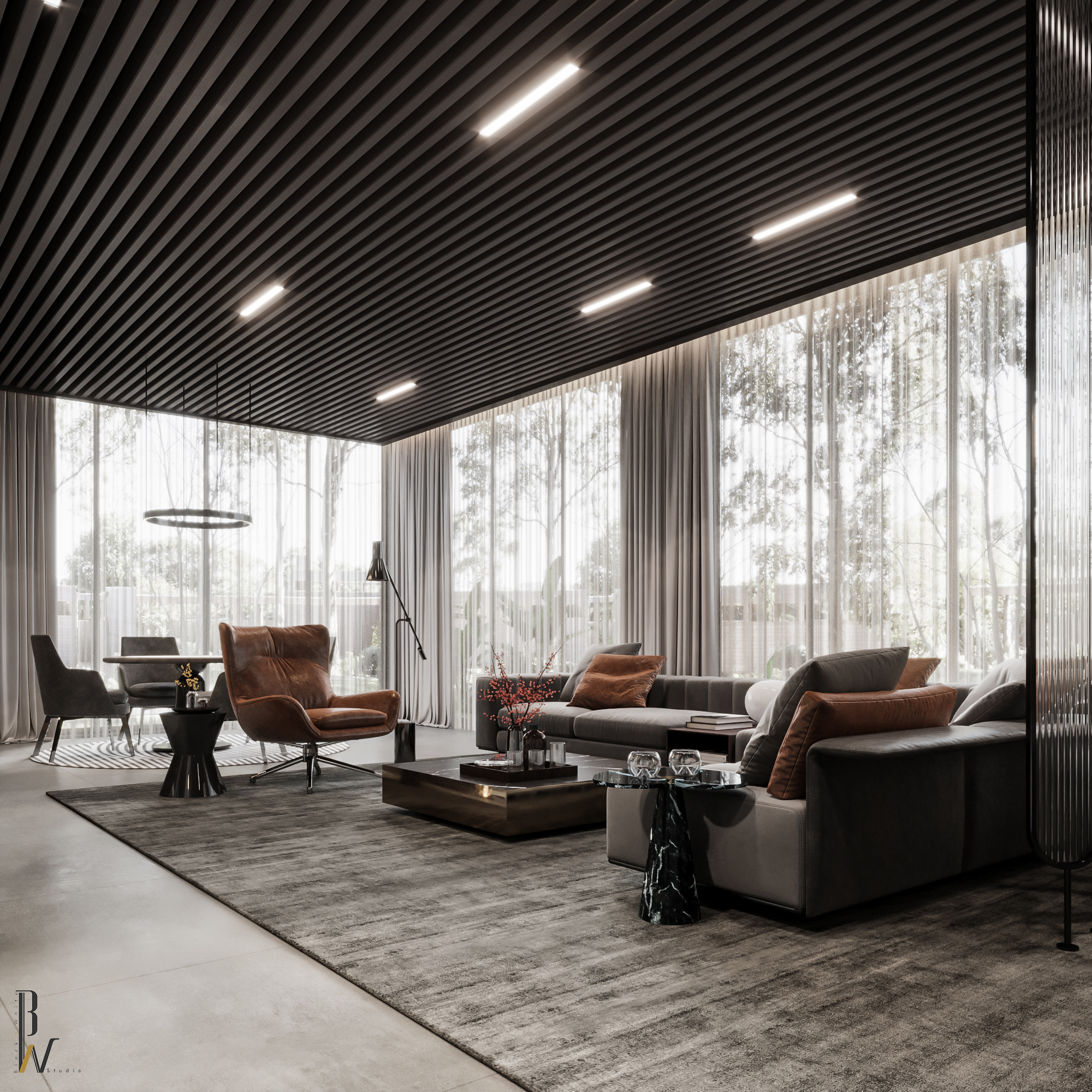 现代多功能区域设计丨阿联酋丨Black N White-13