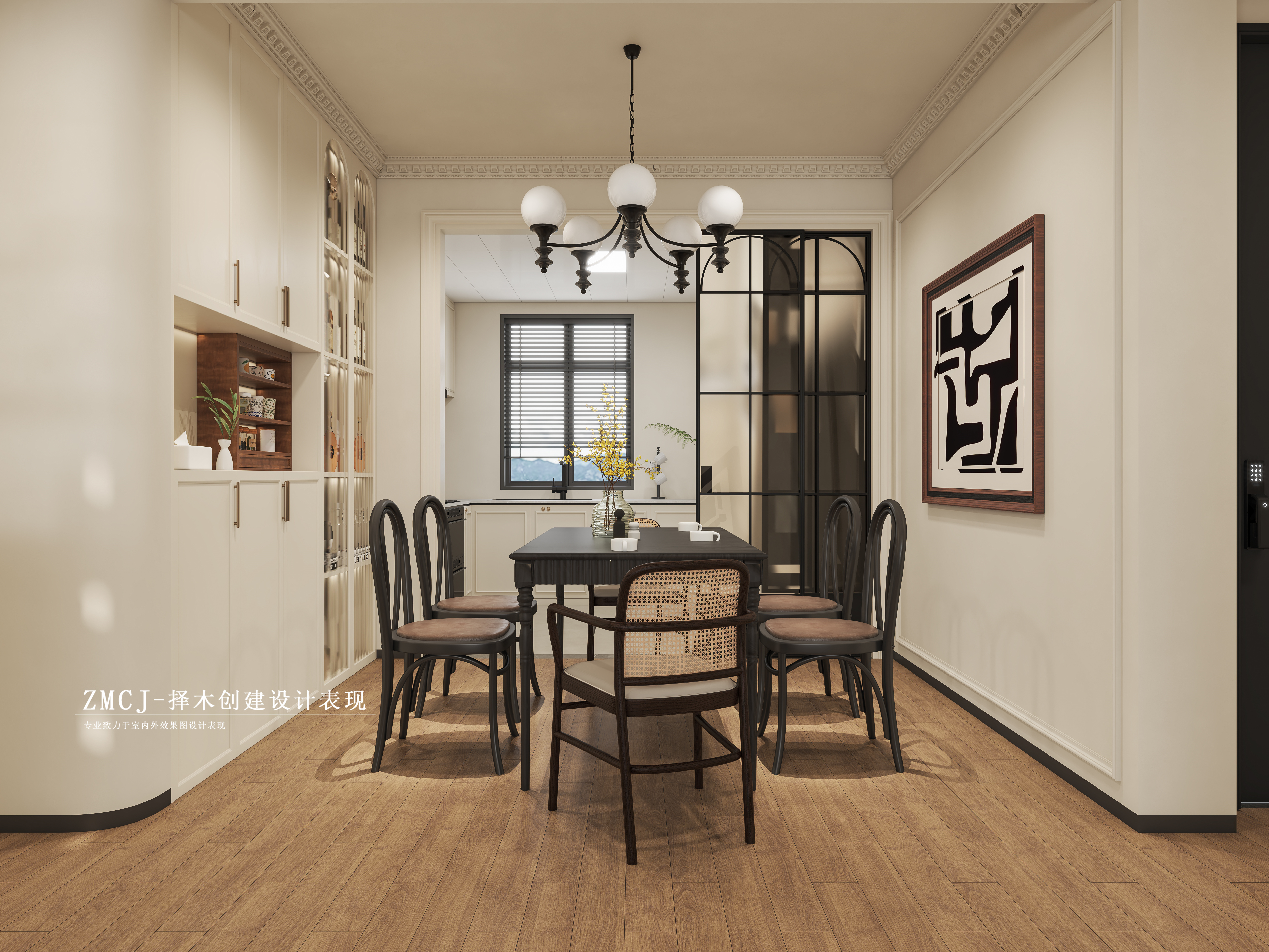 家装-法式客餐厅书房-7