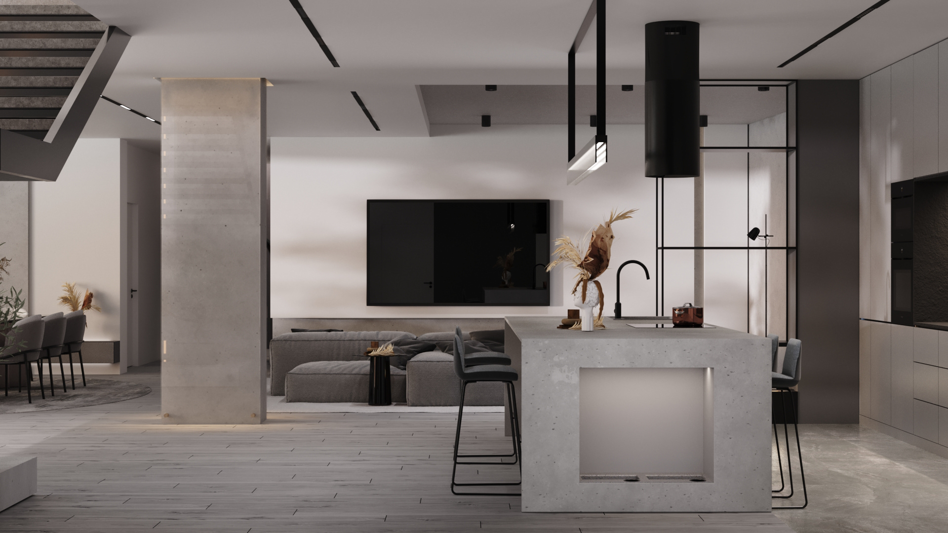 简约灰调子大空间设计-4