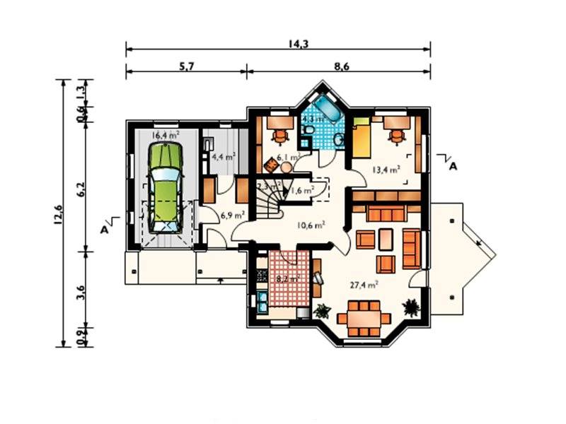 三种带封闭厨房的坡屋顶房屋设计方案-21