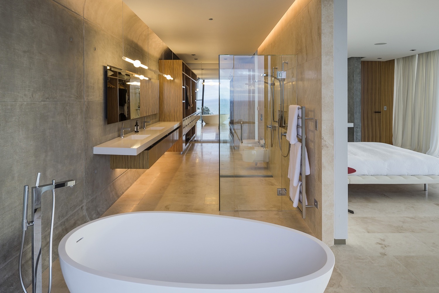 新西兰岩石海岬上的混凝土住宅(New Zealand Hekerua Bay Bay House)-19