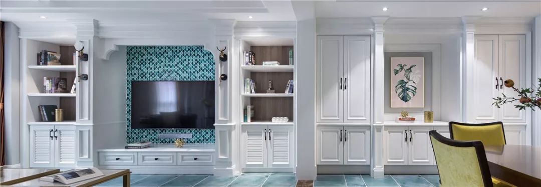 长夏方平米设计,美式平层大宅的优雅色彩碰撞-98