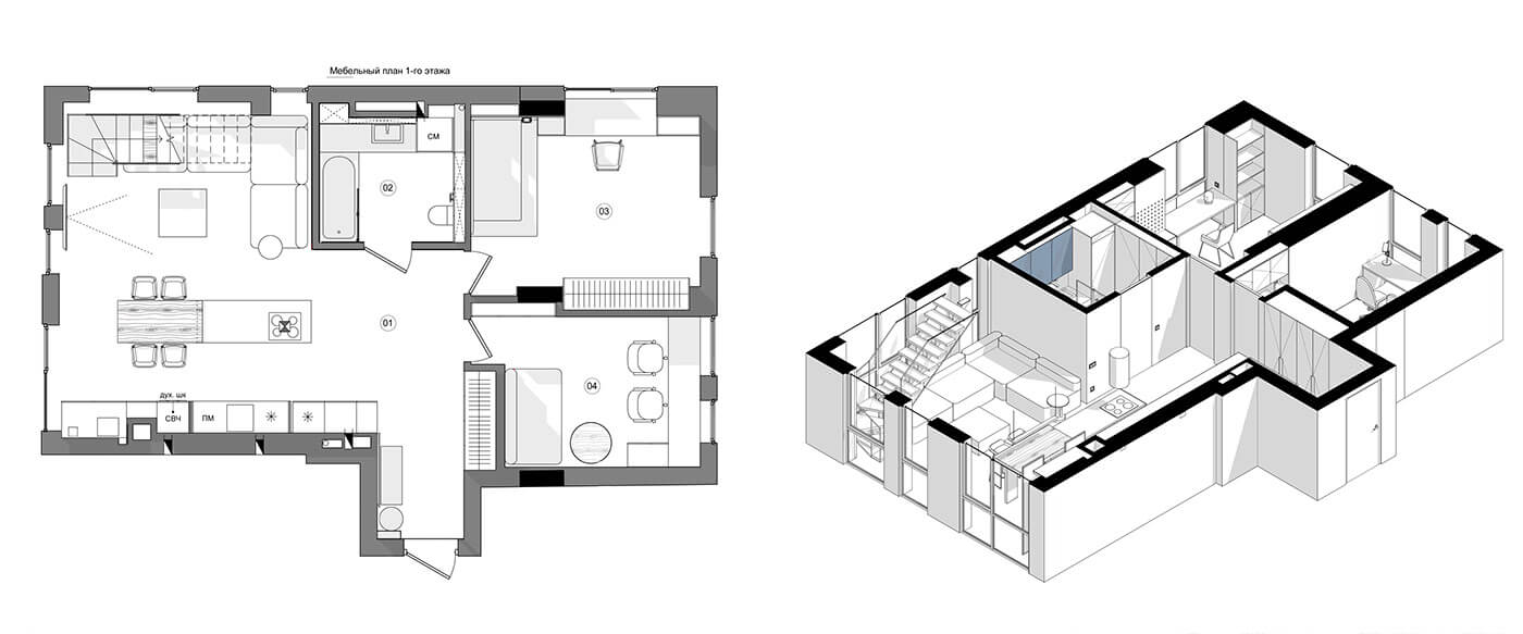 127㎡住宅设计，黑白灰+原木，超有魅力！-0