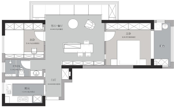 30万元二居90平米装修案例-17