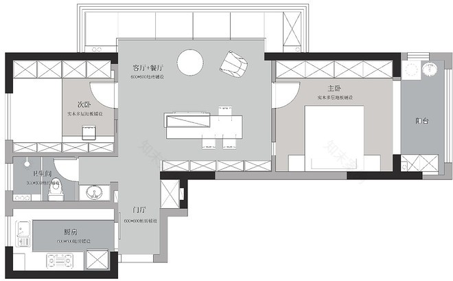 30万元二居90平米装修案例-17