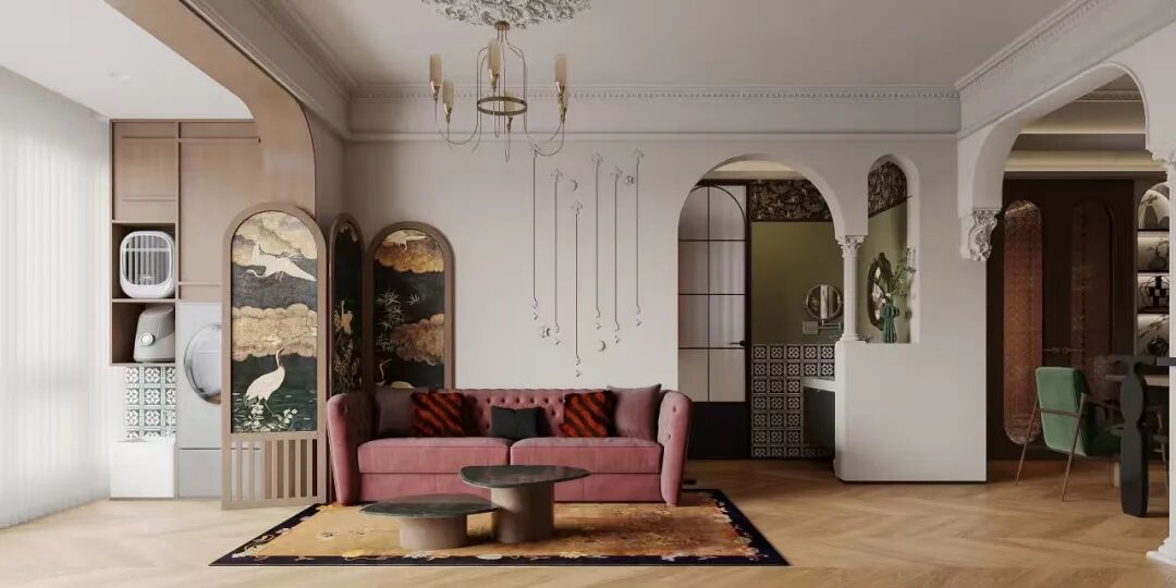 OriginalDesign|融创玖玺台142平，复古装修新玩法！配色+细节被邻居夸爆了！-7