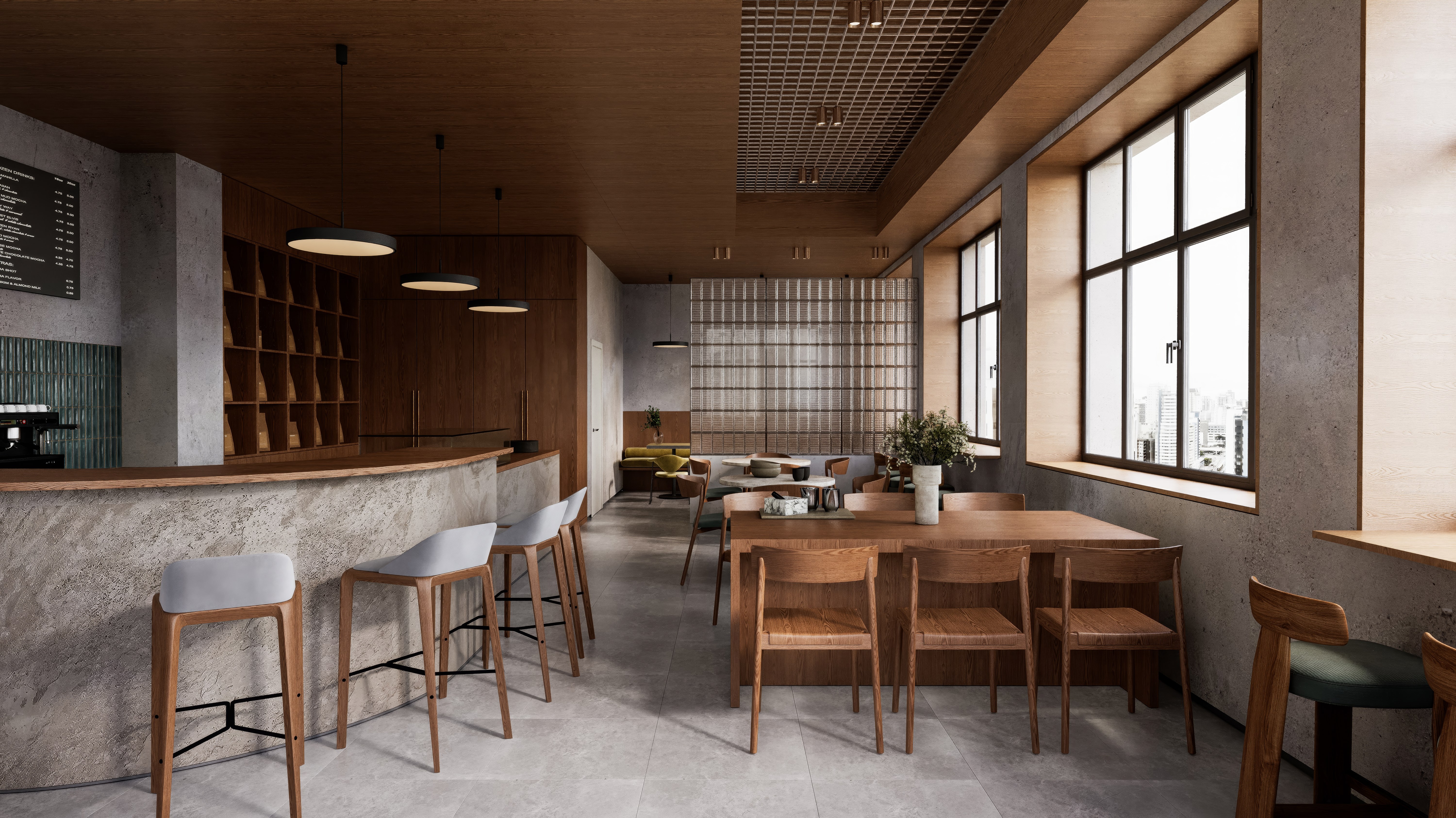现代咖啡馆室内可视化展示-5