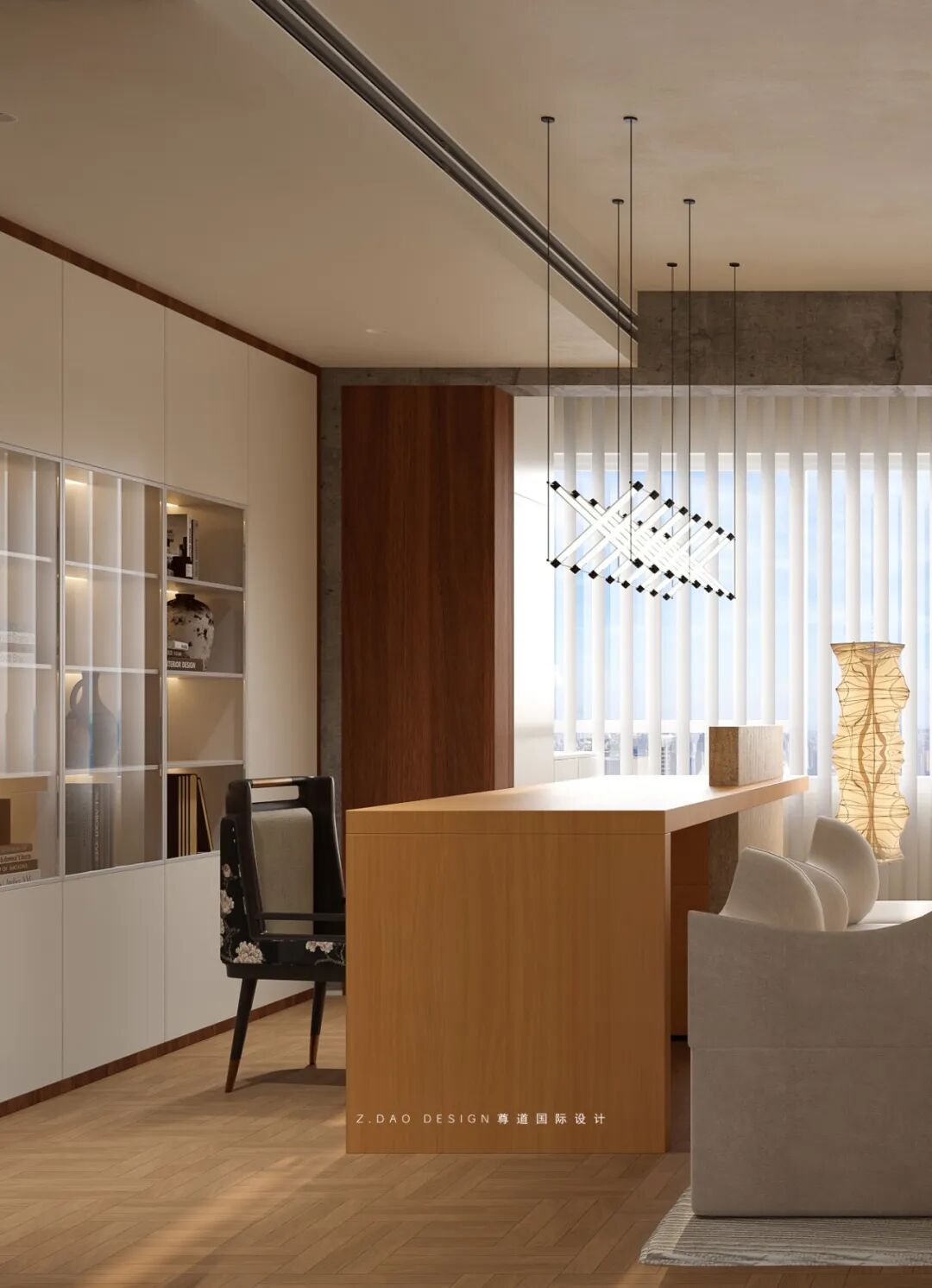 尊道新作|合肥『中央公园岚庭』中古风大平层设计，时光沉淀可持续松弛的家~-76