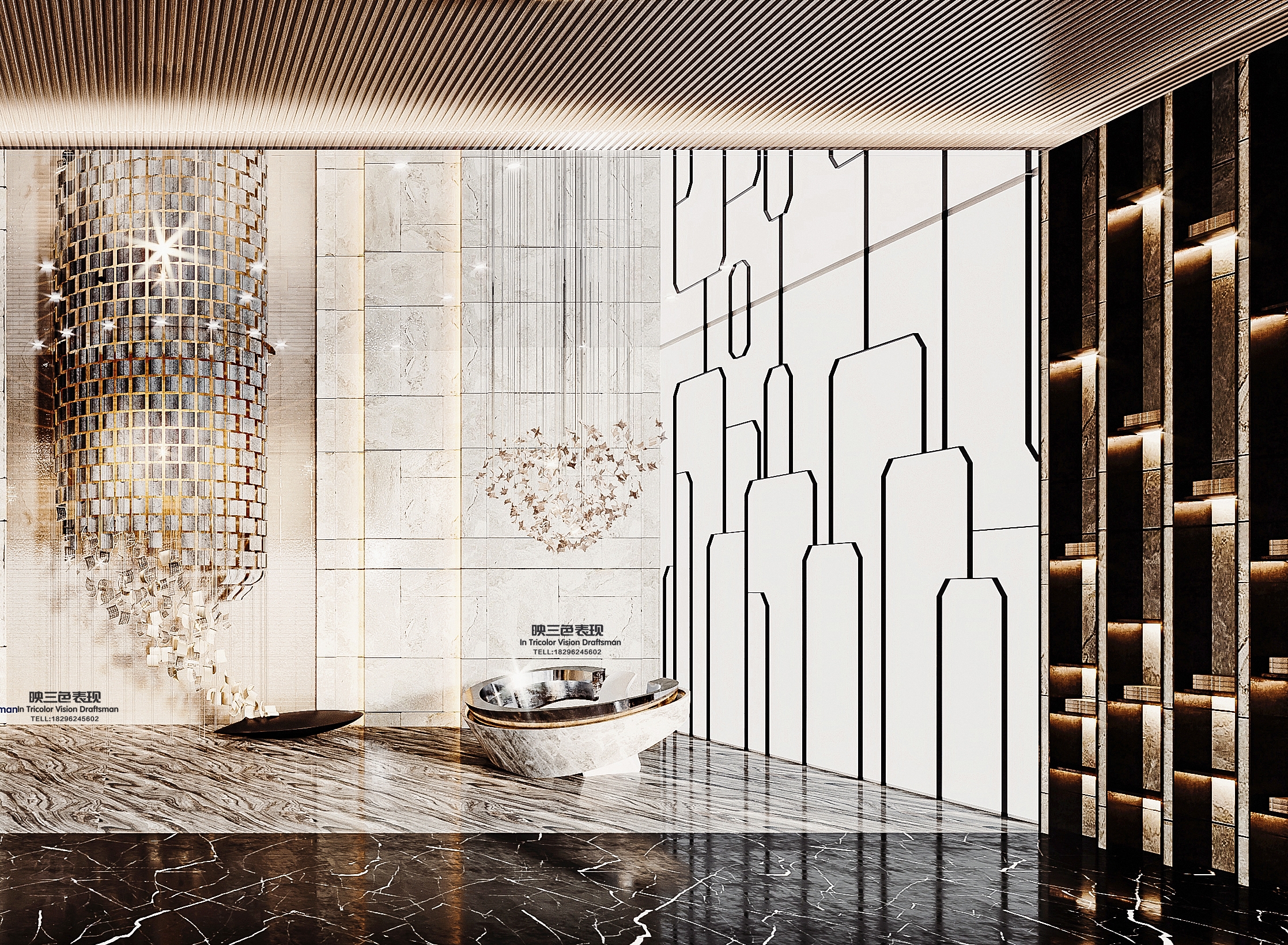 金色艺术之光的售楼处设计-11