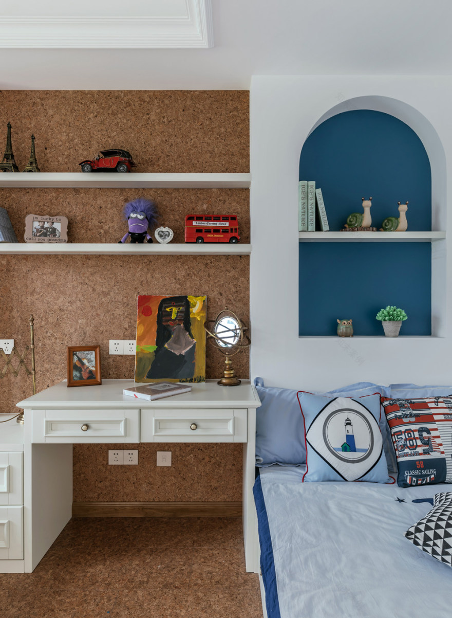 合肥蓝调别墅,美式简美风格的温馨三世同堂之家-35