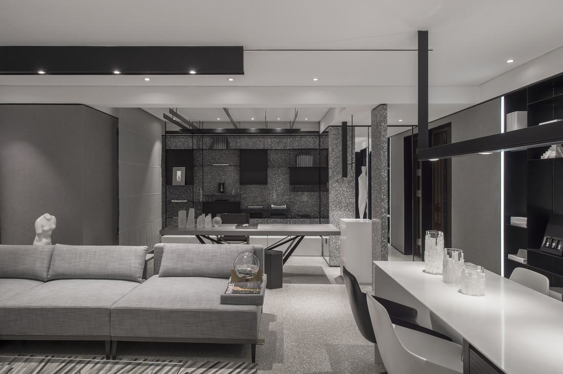 140平米爆改为一室，宠物鲨鱼的黑白世界极简至极-4