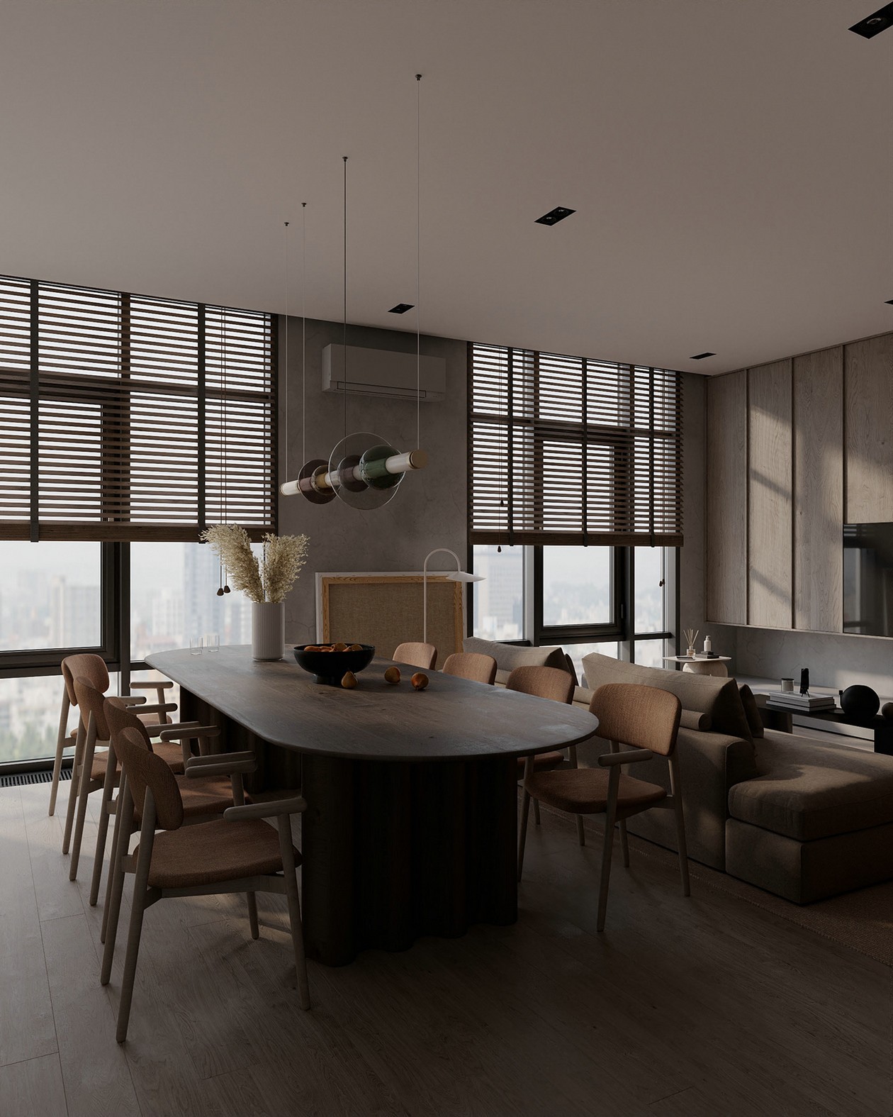 120 平北欧风暖色系日景夜景设计案例-3