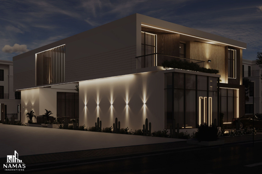 现代简约风别墅外观设计丨沙特阿拉伯丨Namasinnovation-8