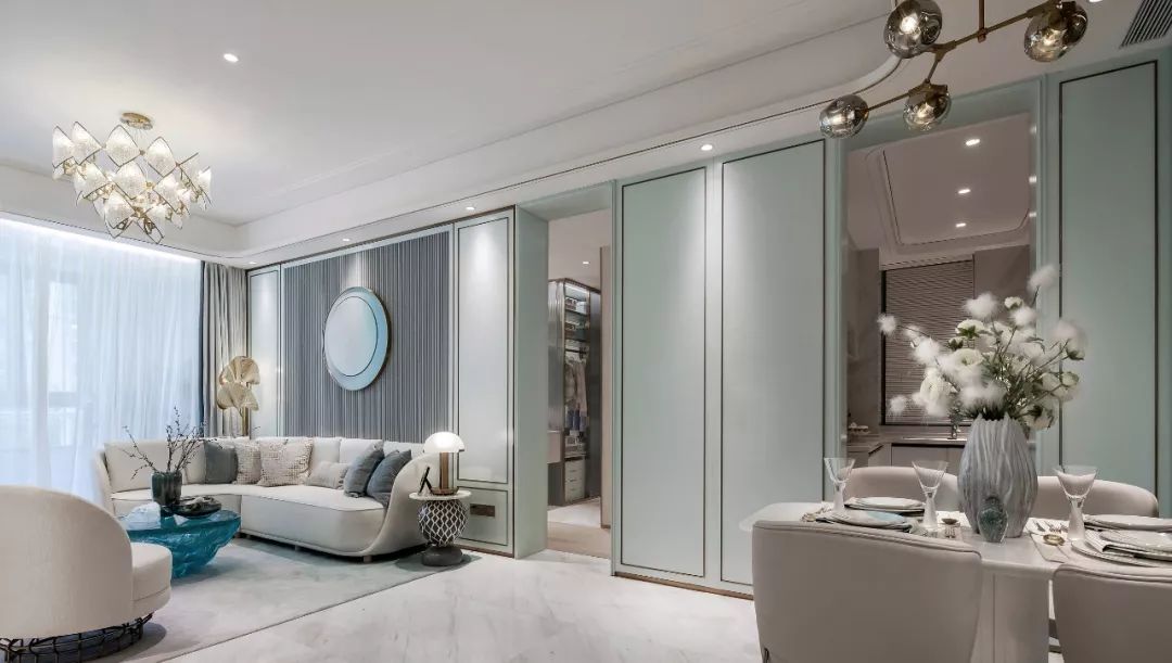 98㎡新中式住宅,蓝调浪漫幸福空间-13