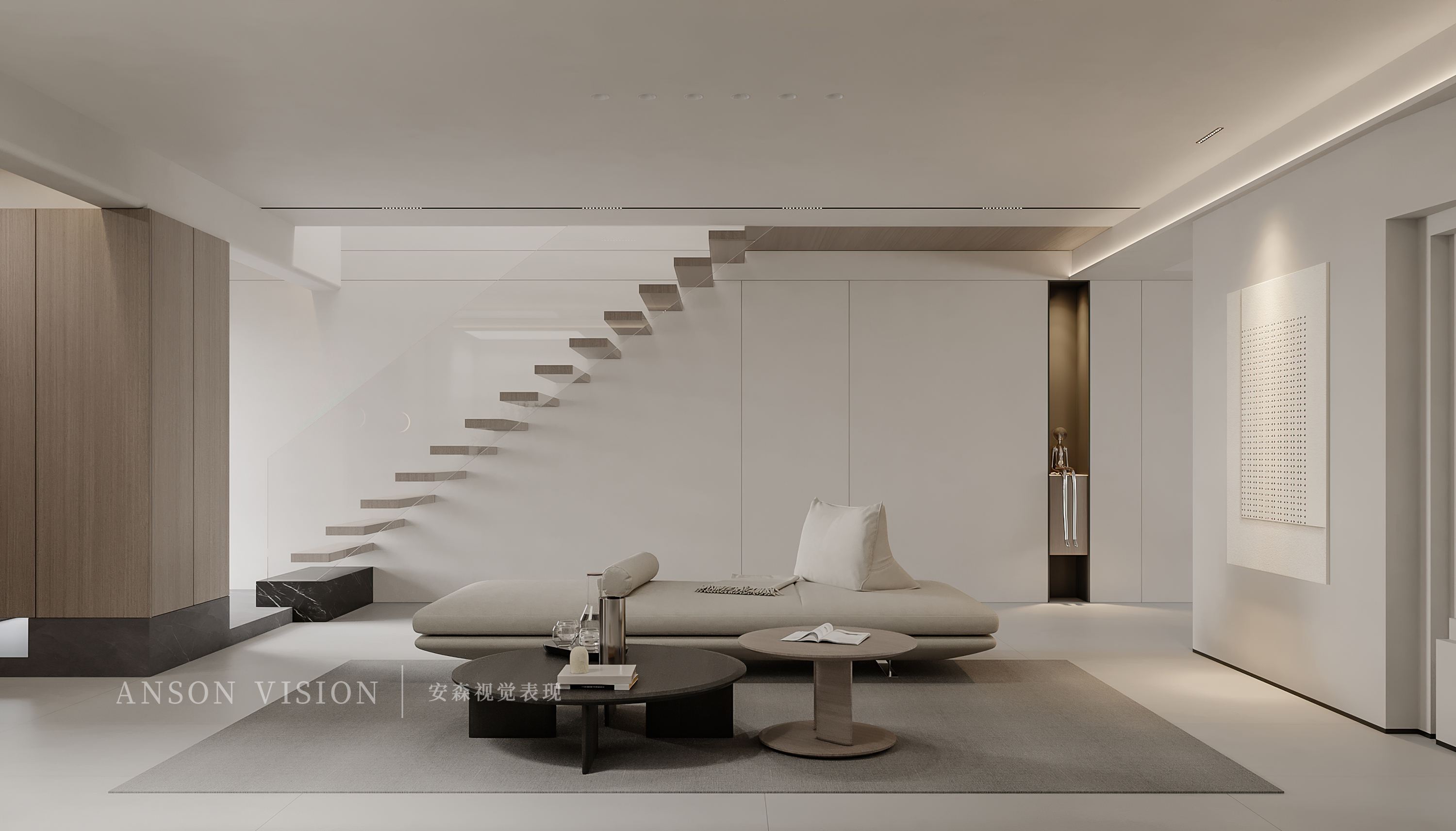 现代多空间极简家装表现丨Ansonvision·蒙头睡-2