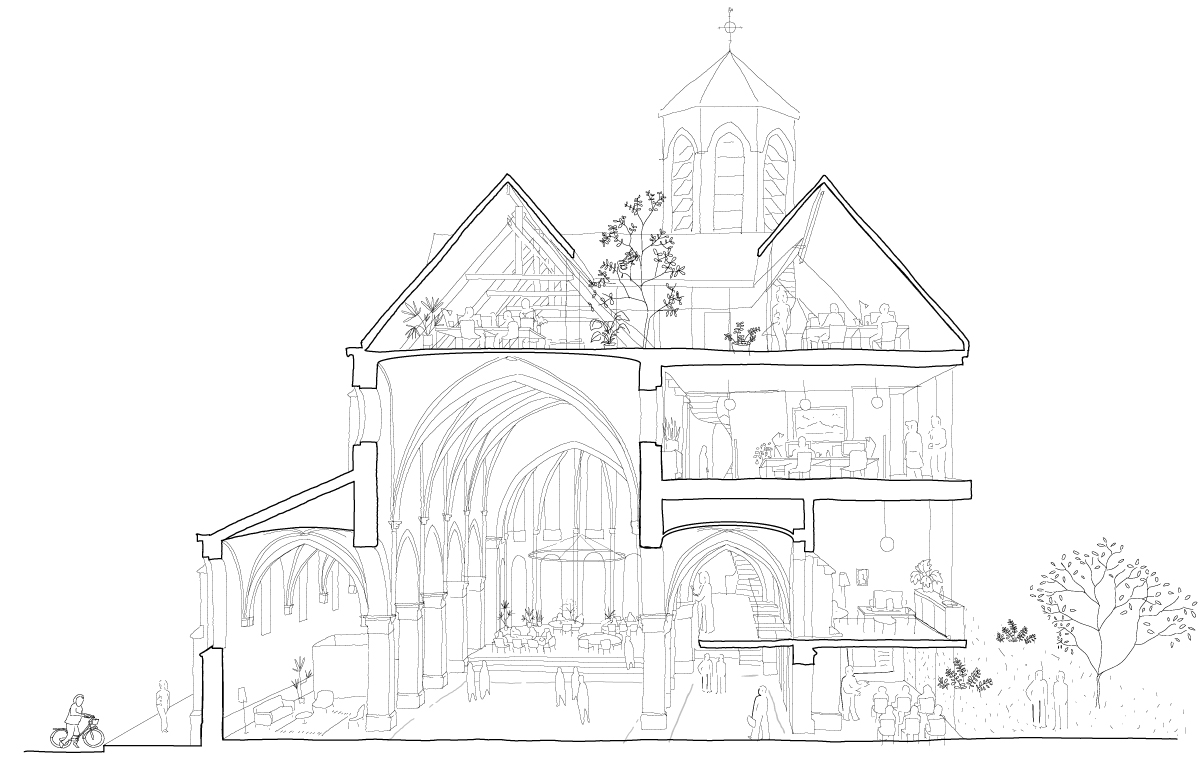 前教堂改造为带社区功能的办公楼丨比利时丨OFFICEU architects for urbanity-20