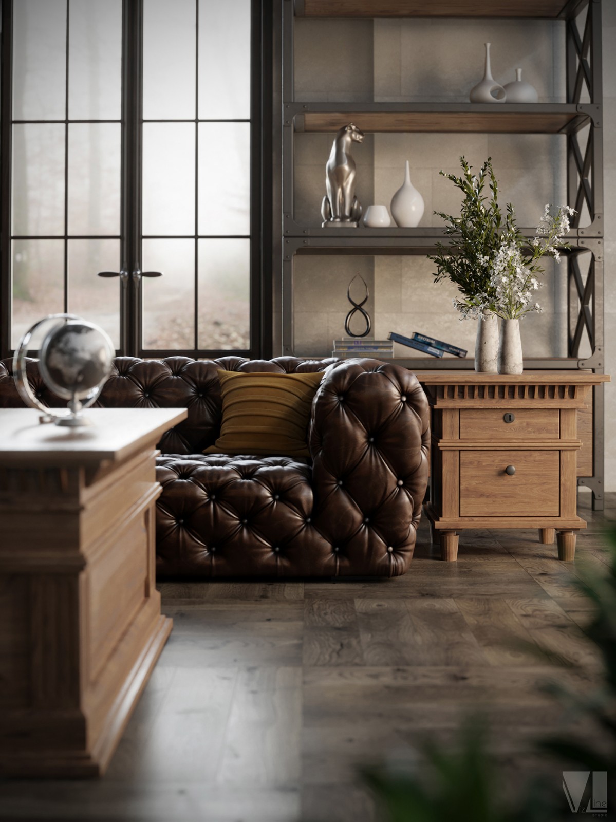 复古工业风 Moonzana SOHO家居办公空间  VizLine Studio-4