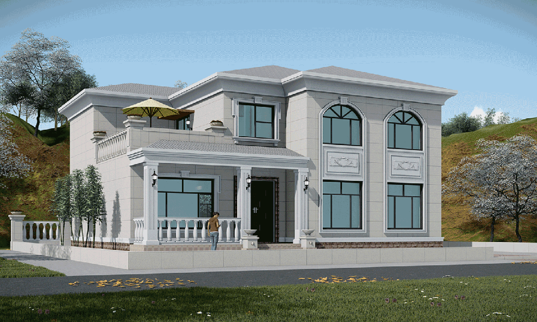 【设计师案例】土建参考造价63万，面宽14.3m×进深12.6m广东河源二层欧式别墅-1