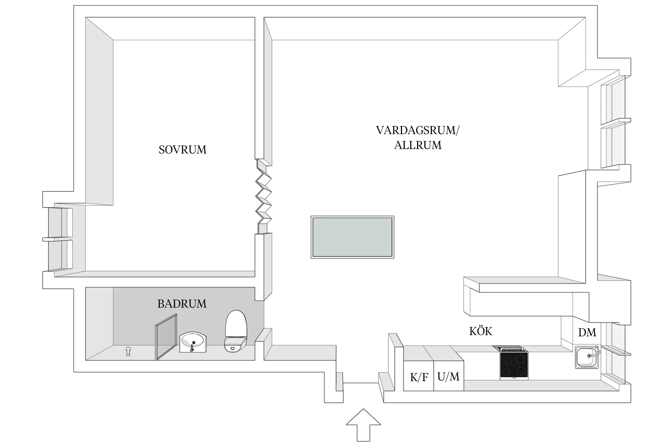 瑞典 54m2 复古一居室公寓设计-24