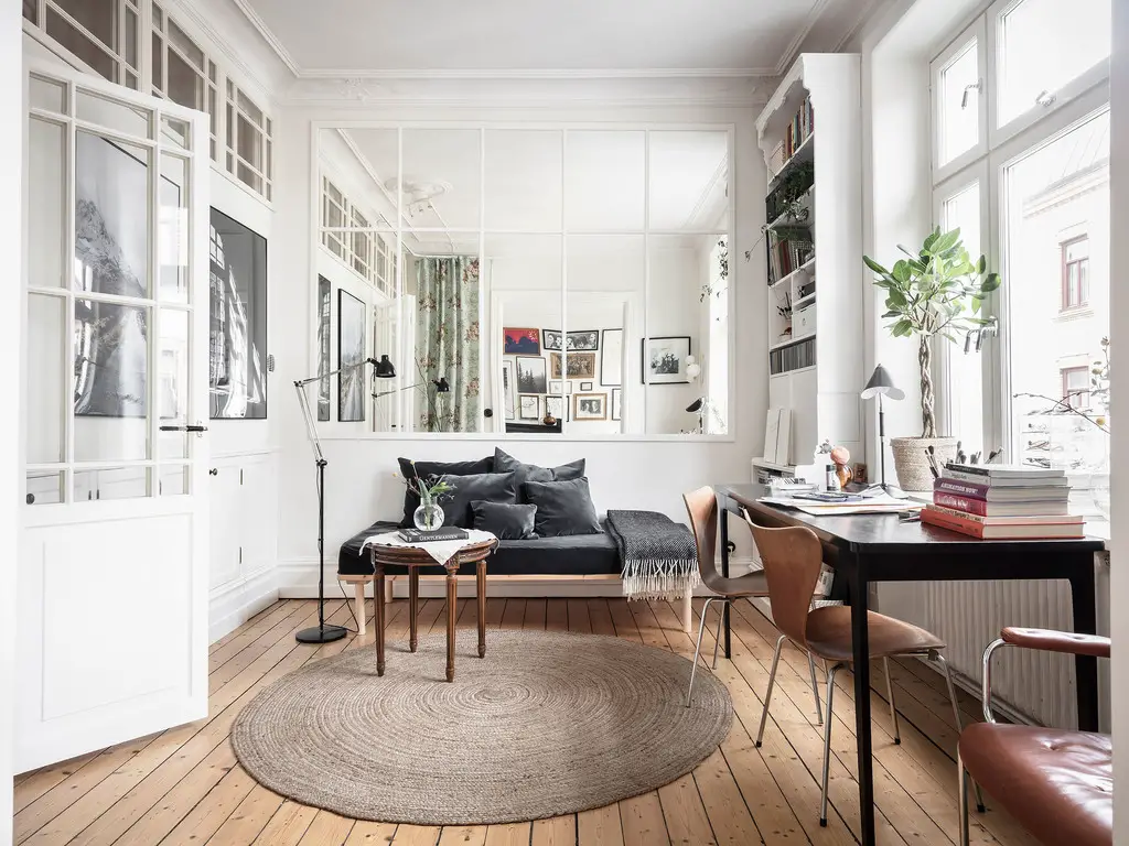 "瑞典古董公寓的灰色乡村厨房设计"-21