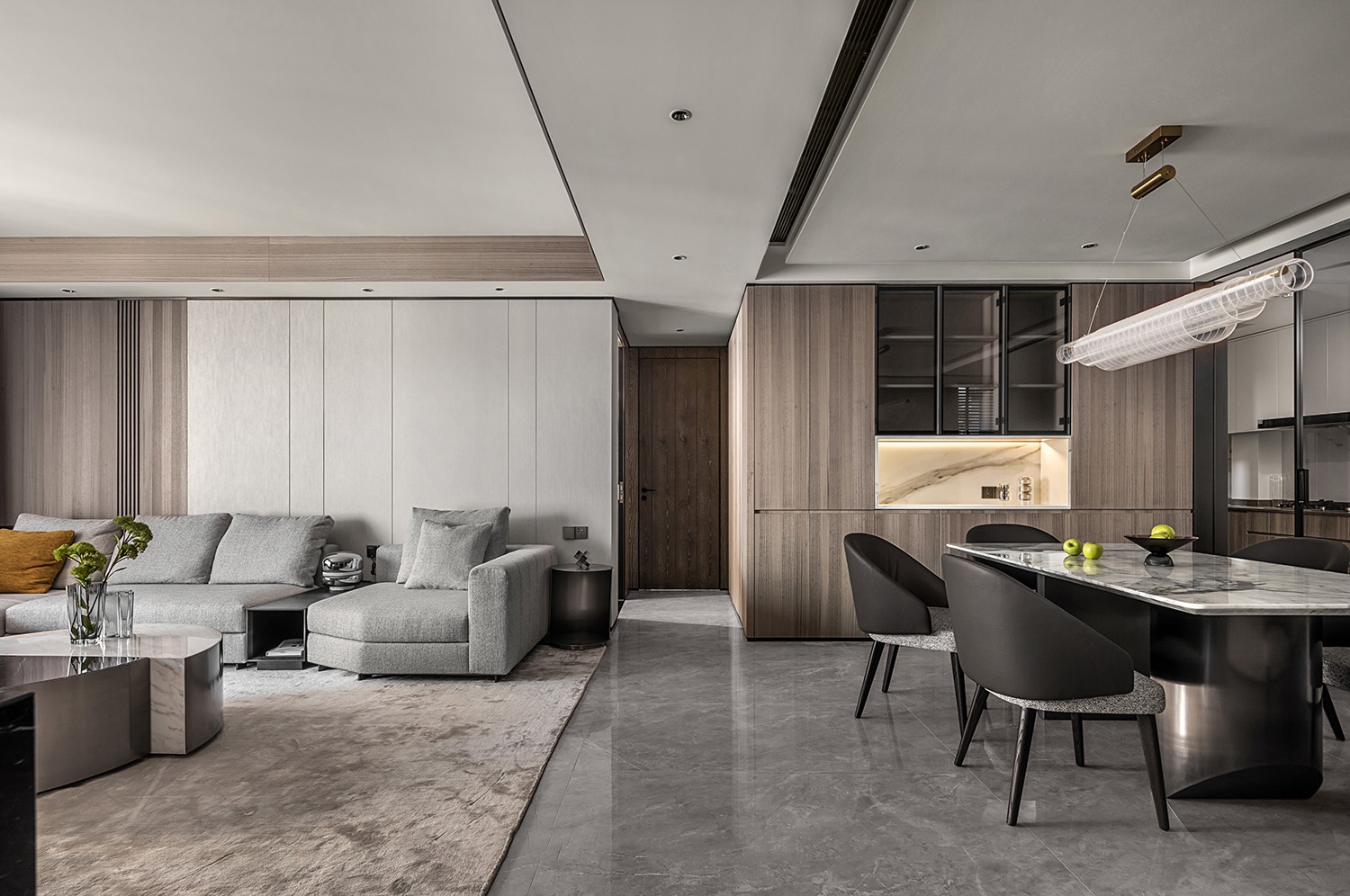 【红柏设计】191㎡  深圳润府三期 现代精致简约的高级黑遇上极简白-9