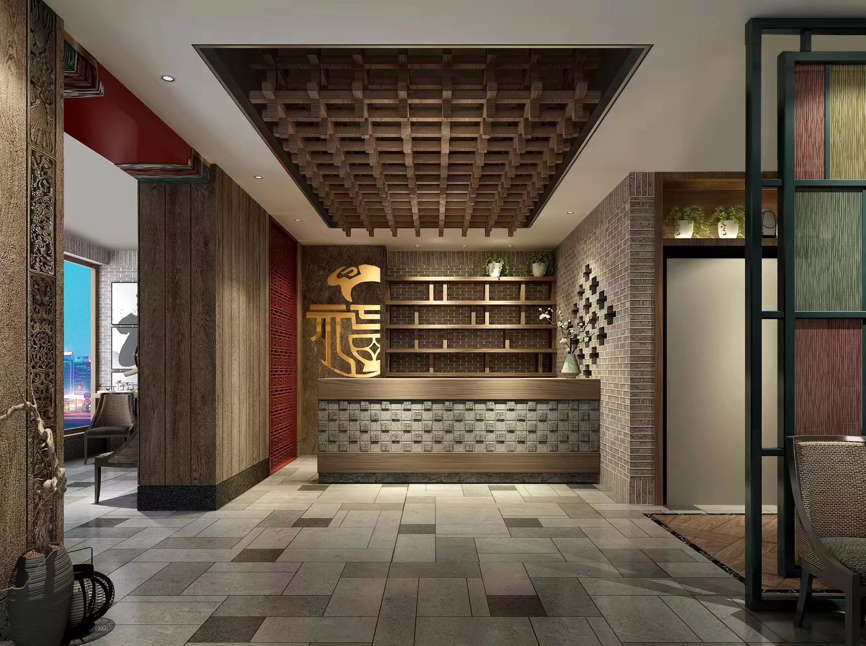 中式餐厅效果图-11