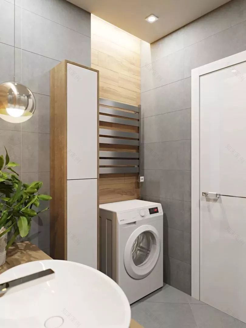 5㎡卫生间高级设计方案 | 洗衣机巧妙融入洗漱台与收纳柜-75